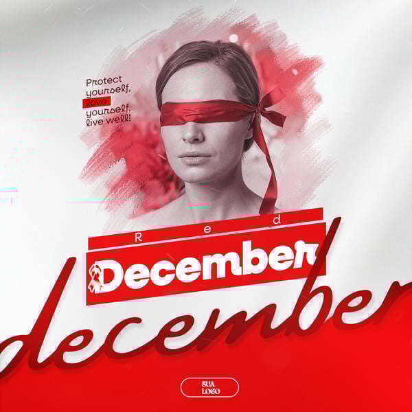RED DECEMBER MÊS DE LUTA E CONSCIENTIZAÇÃO CONTRA AIDS, HIV E OUTRAS DSTs SOCIAL MEDIA EDITÁVEL PSD