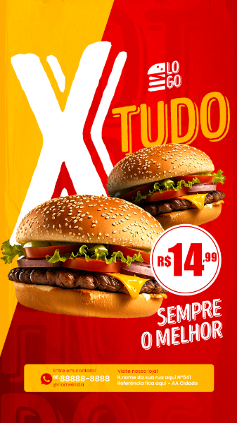 STORIES COMPRE O SEU X TUDO O MELHOR DA REGIÃO SOCIAL MEDIA LANCHONETE PSD EDITÁVEL