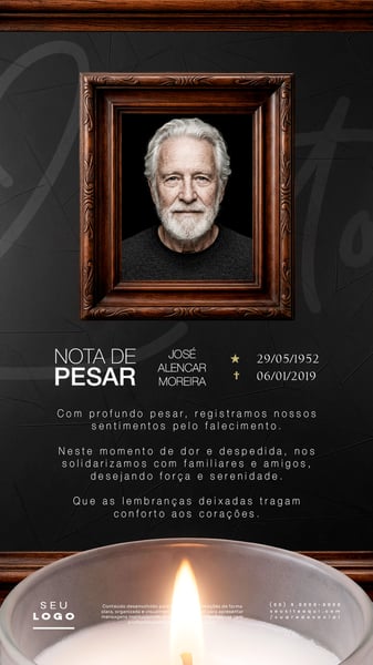 NOTA DE PESAR FALECIMENTO LUTO STORY SOCIAL MEDIA PSD EDITÁVEL 3