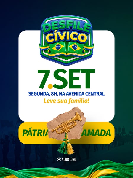 DESFILE CÍVICO 7 DE SETEMBRO SOCIAL MEDIA FLYER PSD EDITÁVEL