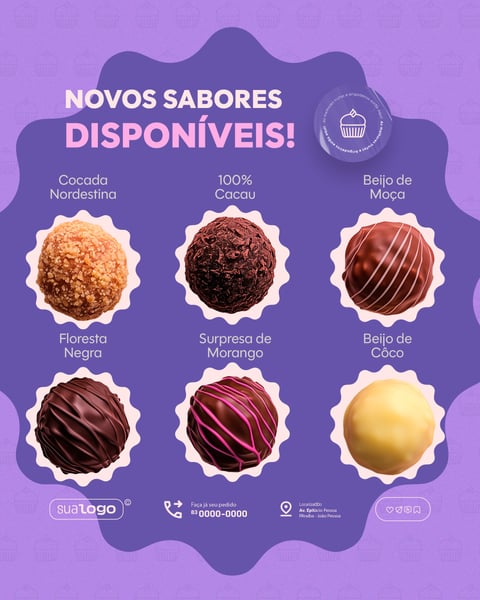 Confeitaria Brigadeiro Doceria feed vertical social media psd editável