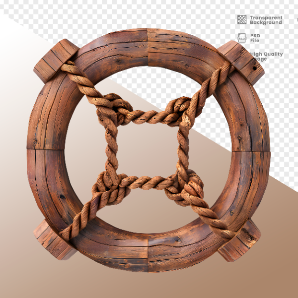 CÍRCULO MADEIRA E CORDA  ELEMENTO 3D PARA COMPOSIÇÃO - WOOD