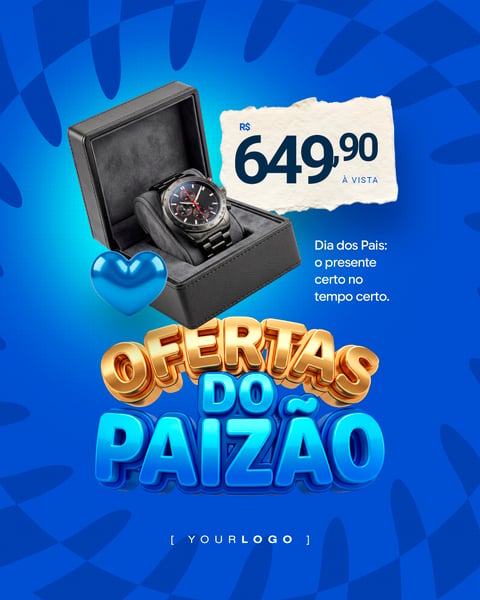 FLYER DIA DOS PAIS OFERTAS COM RELÓGIO CRONÓGRAFO PRETO PSD EDITÁVEL