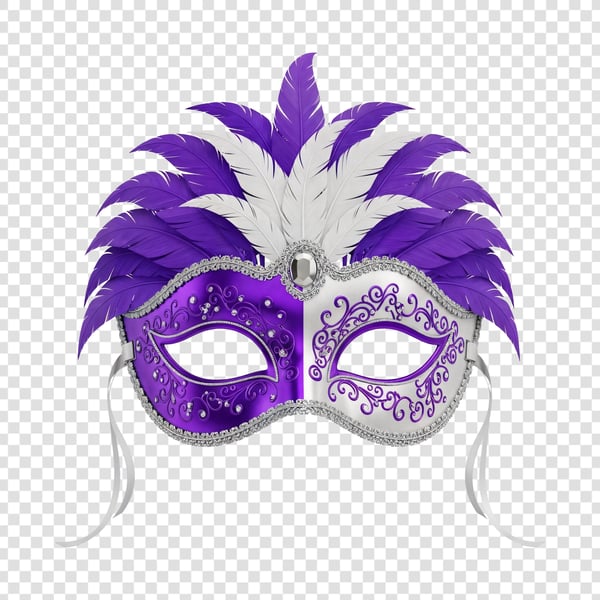 MÁSCARA DE CARNAVAL ROXA COM PENAS 10