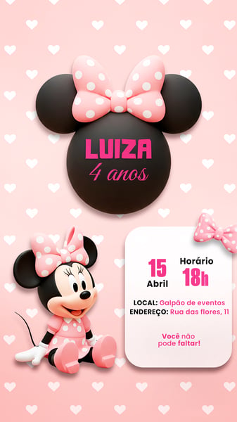 CONVITE ANIVERSÁRIO INFANTIL MINNIE MINEY SOCIAL MEDIA PSD EDITÁVEL 8