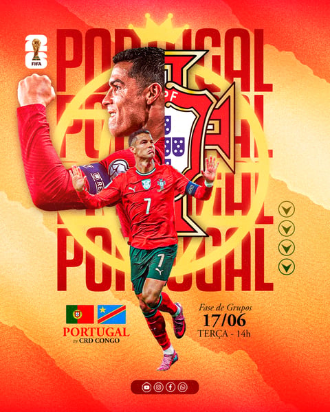 FLYER ESPORTIVO FUTEBOL SELEÇÃO PORTUGAL CRISTIANO RONALDO COPA DO MUNDO