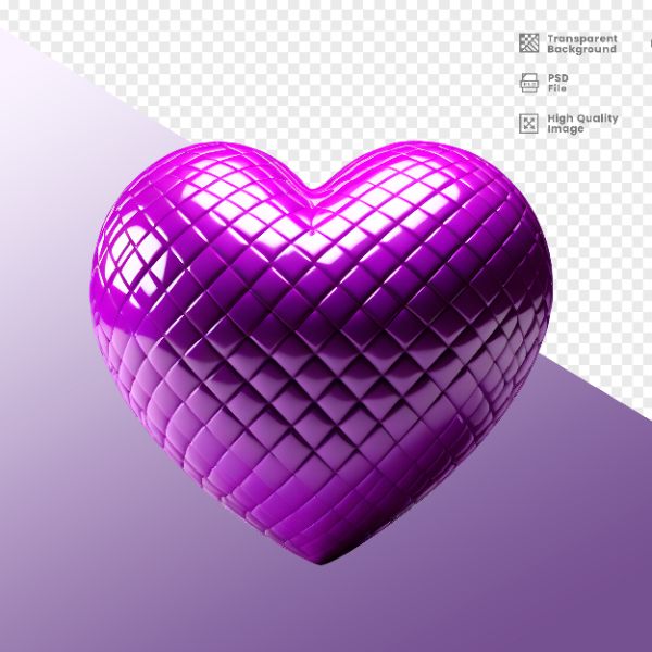 ELEMENTO PARA COMPOSIÇÃO DE CORAÇÃO 3D ROXO