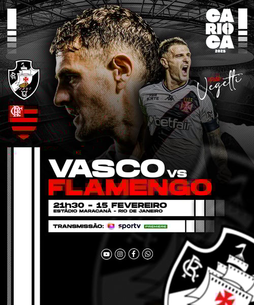Flyer Esportivo Futebol Carioca Vasco vs Flamengo Pablo Vegetti