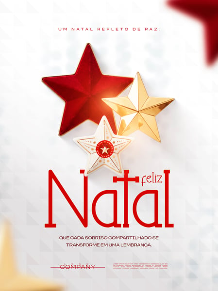 Feliz Natal Estrelas Vermelhas e Douradas Social Media Flyer PSD Editável