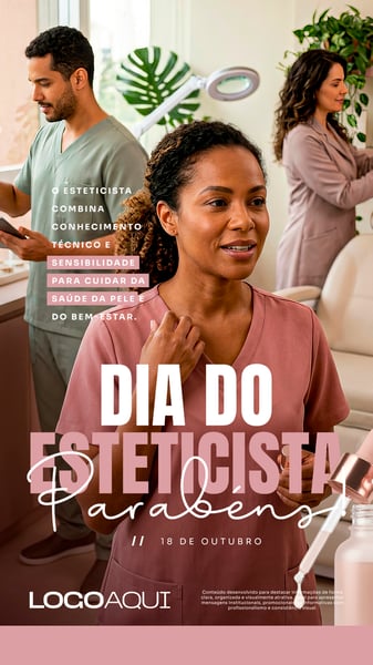 DIA DO ESTETICISTA CUIDADOS COM A PELE SOCIAL MEDIA FLYER PSD EDITÁVEL STORY