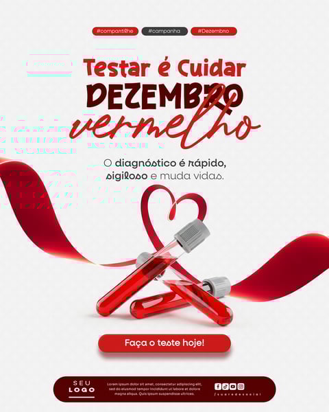 DEZEMBRO VERMELHO MÊS DE LUTA CONTRA A AIDS HIV E OUTRAS IST SOCIAL MEDIA PSD EDITÁVEL 8