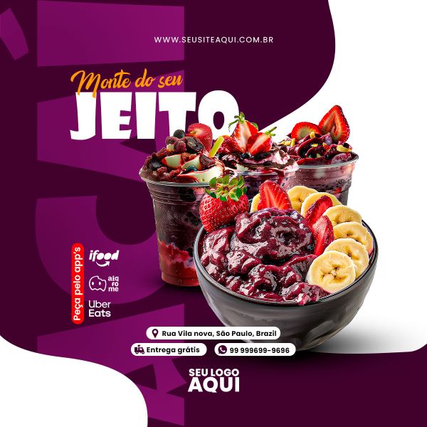 AÇAÍTERIA E SORVETERIA - SOCIAL MEDIA - PSD EDITÁVEL