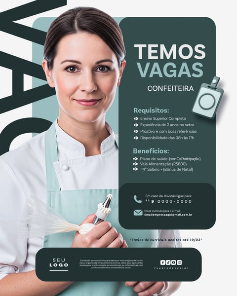 RECRUTAMENTO EMPREGO TEMOS VAGAS ABERTAS CONTRATAÇÃO SOCIAL MEDIA PSD EDITÁVEL 6