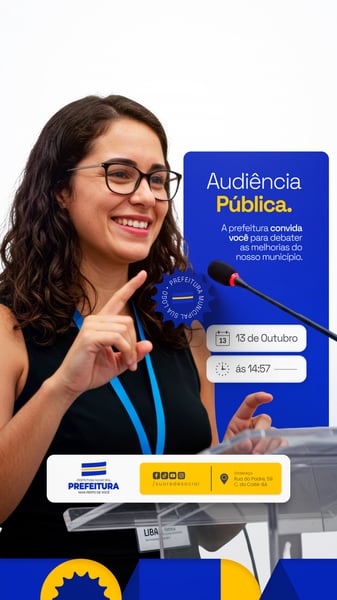 AUDIÊNCIA PÚBLICA CONVITE PREFEITURA MUNICIPAL SOCIAL MEDIA PSD EDITÁVEL