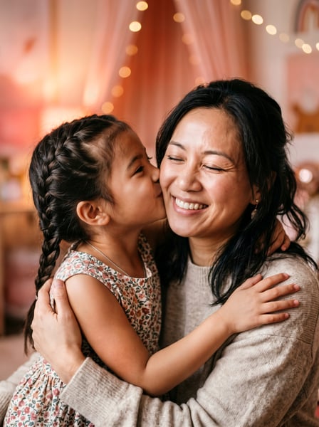 Mãe com sua filha abraçadas 01