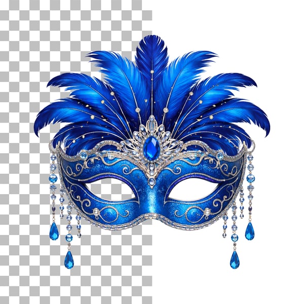 MÁSCARA DE CARNAVAL AZUL EM PNG TRANSPARENTE