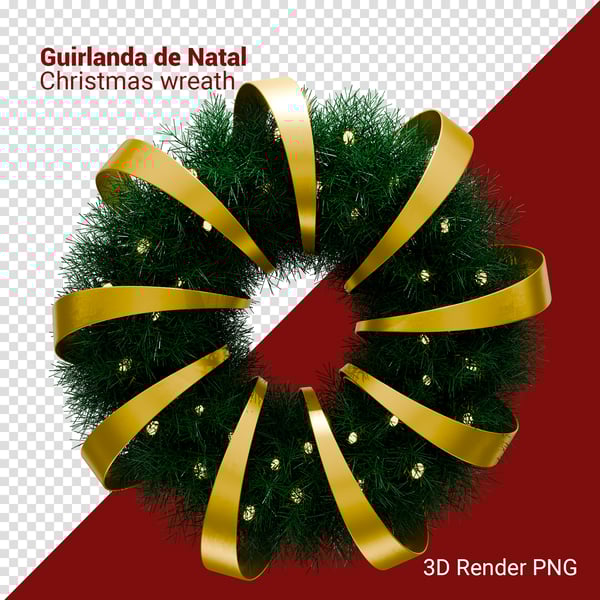 FLJ GUIRLANDA DE NATAL 3D RENDER PNG PARA COMPOSIÇÃO (10)