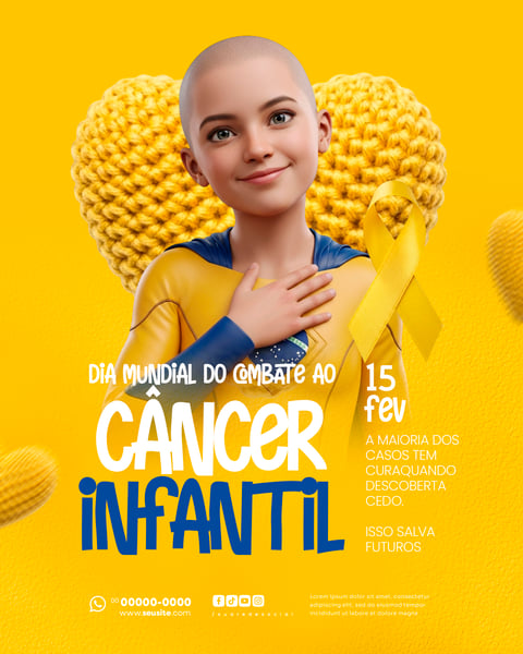 DIA INTERNACIONAL DE COMBATE AO CÂNCER INFANTIL 15 DE FEVEREIRO SOCIAL MEDIA PSD EDITÁVEL 7