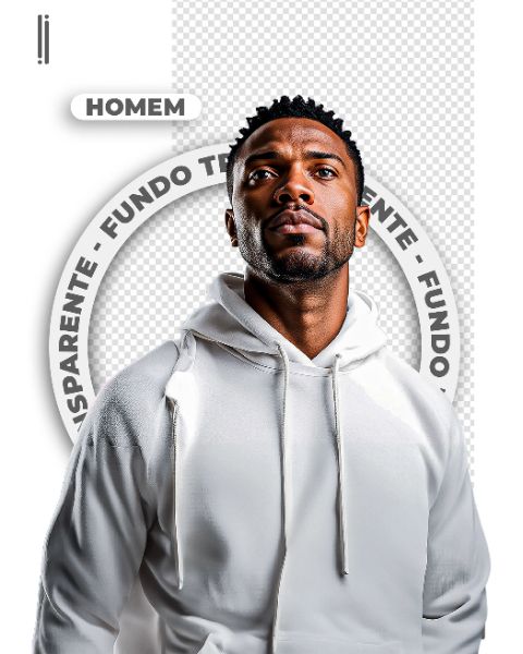 HOMEM COM MOLETON BRANCO | IMAGEM SEM FUNDO | PSD EDITÁVEL