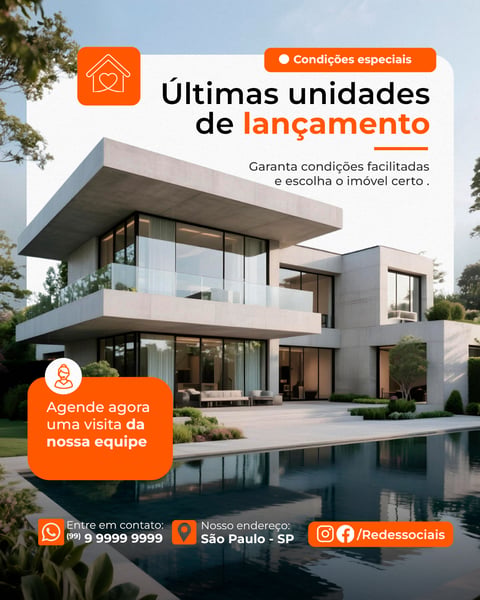 CORRETORA DE IMÓVEIS ÚLTIMAS UNIDADES SOCIAL MEDIA PSD EDITÁVEL