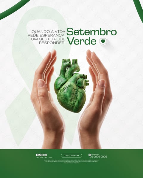 SETEMBRO VERDE CONSCIENTIZAÇÃO DOAÇÃO DE ÓRGÃOS SOCIAL MEDIA PSD EDITÁVEL 2