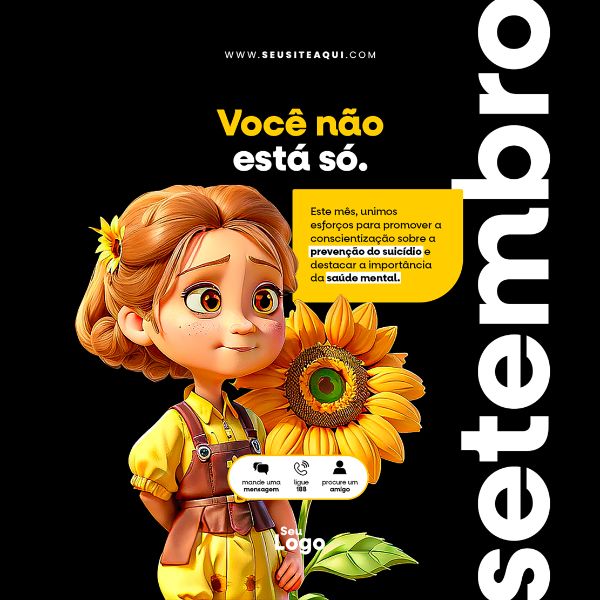 FEED QUADRADO - SETEMBRO AMARELO | SOCIAL MEDIA - PSD EDITÁVEL