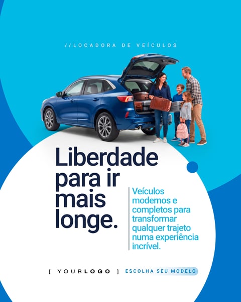 LIBERDADE PARA IR MAIS LONGE LOCADORA DE VEÍCULOS SOCIAL MEDIA PSD EDITÁVEL