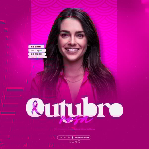 OUTUBRO ROSA MÊS DE CONSCIENTIZAÇÃO SOBRE O CÂNCER DE MAMA SOCIAL MEDIA FLYER PSD EDITÁVEL