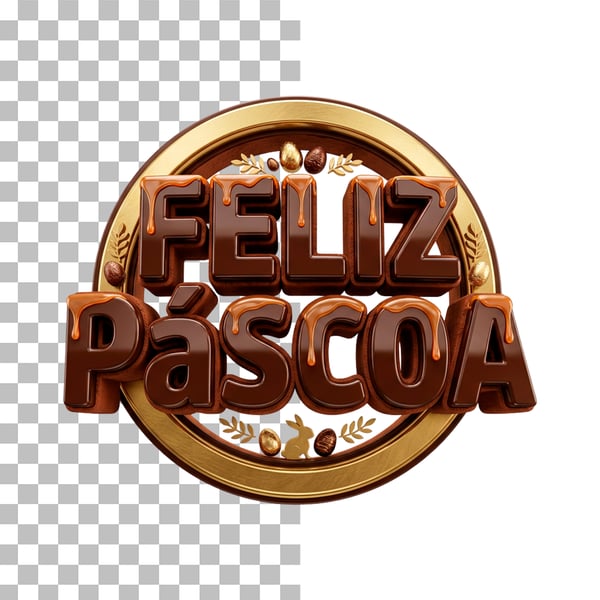 SELO 3D CIRCULAR FELIZ PÁSCOA PNG