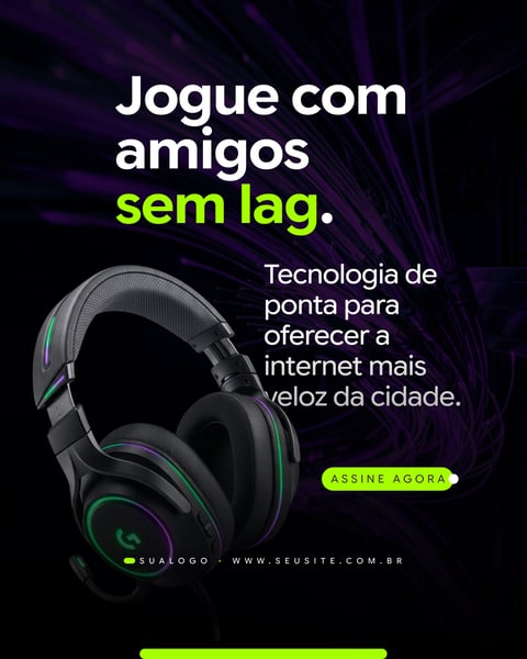 PROVEDOR DE INTERNET JOGUE COM AMIGOS SEM LAG FIG EDITÁVEL Figma Social Media Template