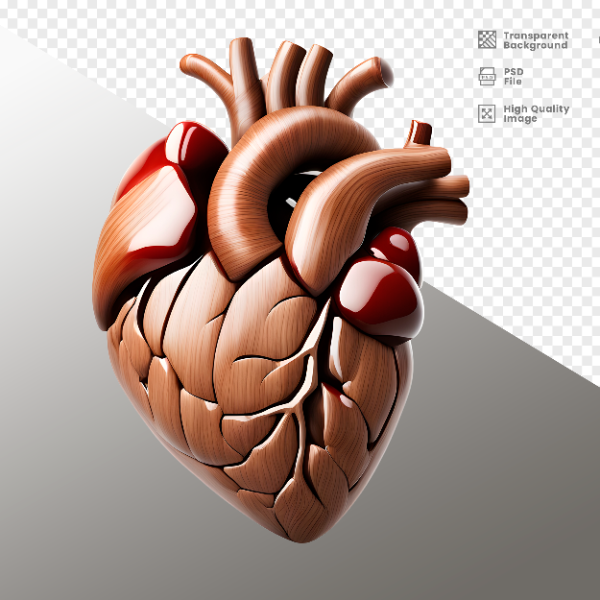 CORAÇÃO DE MADEIRA  ELEMENTO 3D PARA COMPOSIÇÃO - HEART