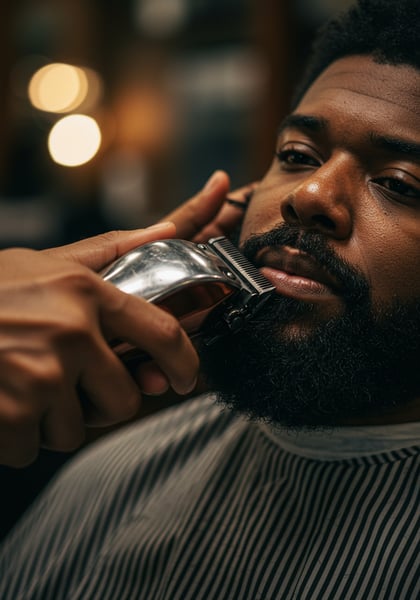 BARBEIRO APARANDO A BARBA DE UM HOMEM