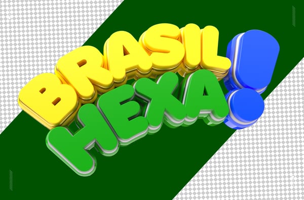 Texto 3D Brasil Hexa Copa do Mundo PSD Editável