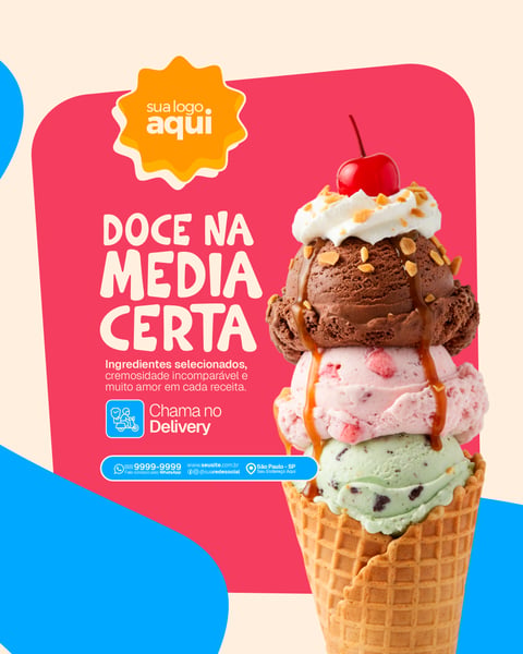 Social Media Sorveteria PSD Editável