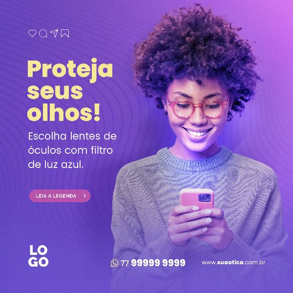 OCULOS COM FILTRO DE LUZ AZUL | SOCIAL MEDIA - ÓTICA