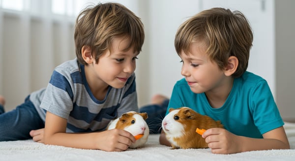 CRIANÇA ALIMENTANDO PORQUINHO-DA-ÍNDIA 1