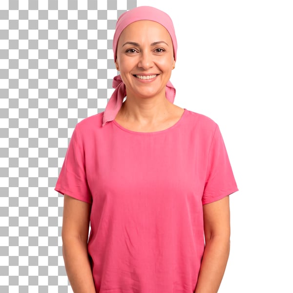 MULHER COM ROUPA ROSA E PANO NA CABEÇA CAMPANHA OUTUBRO ROSA PSD EDITÁVEL