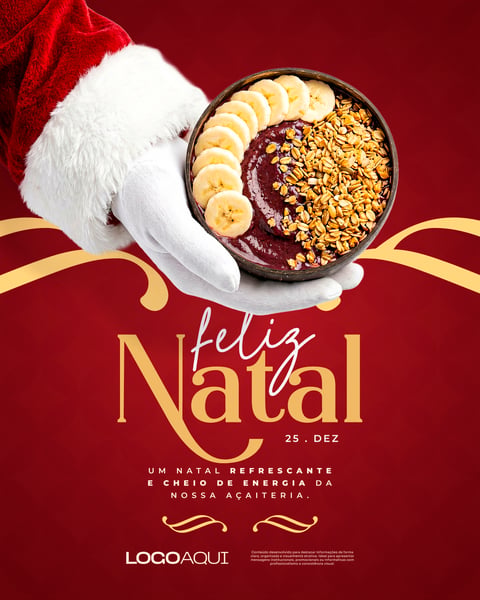 FELIZ NATAL AÇAÍ COM BANANA SOCIAL MEDIA FLYER PSD EDITÁVEL