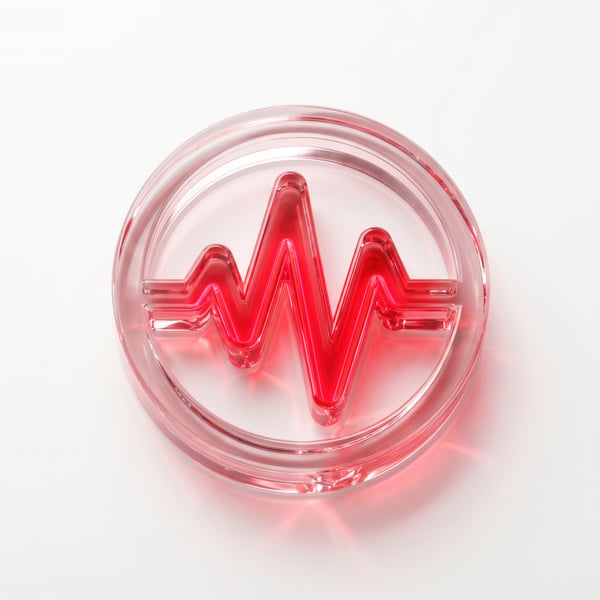ÍCONE 3D RENDER PULSAÇÃO DE BIOFEEDBACK TRANSLÚCIDO EM VIDRO CRISTALINO 5 5K