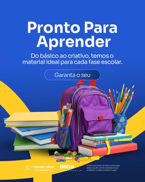 Volta às Aulas Papelaria Social Media PSD Editável 002