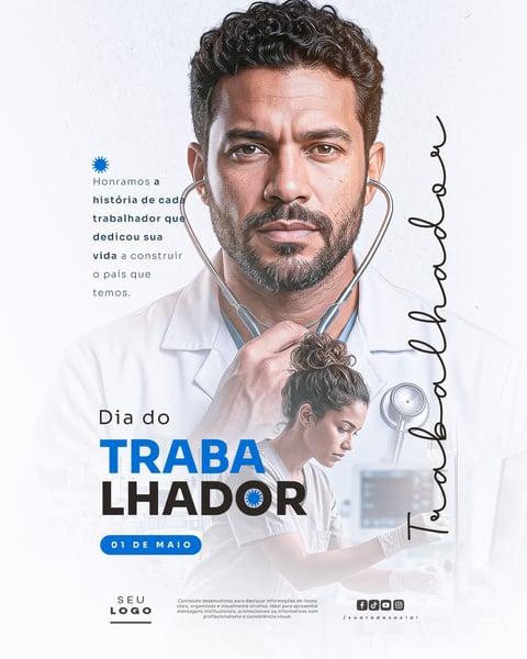 DIA DO TRABALHADOR 01 DE MAIO SOCIAL MEDIA PSD EDITÁVEL 2
