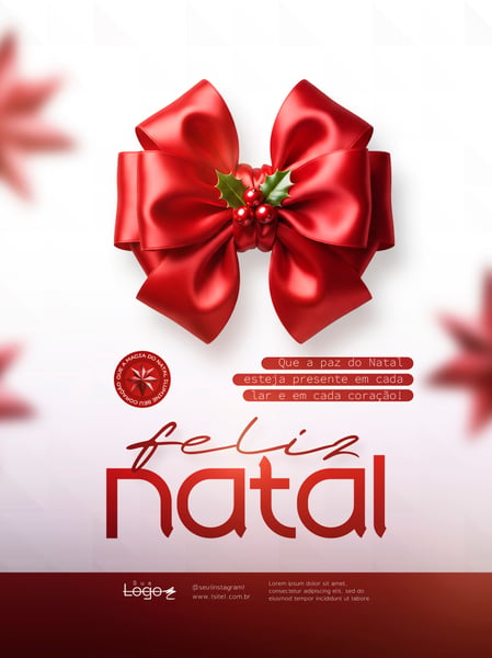 FELIZ NATAL LAÇO VERMELHO SOCIAL MEDIA FLYER PSD EDITÁVEL