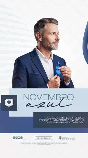 NOVEMBRO AZUL CAMPANHA CONSCIENTIZAÇÃO SAÚDE MASCULINA SOCIAL MEDIA PSD EDITÁVEL 4 STORY