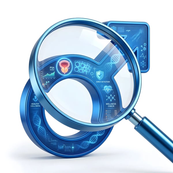 MAGNIFYING GLASS MENS HEALTH SCREENING SYMBOL