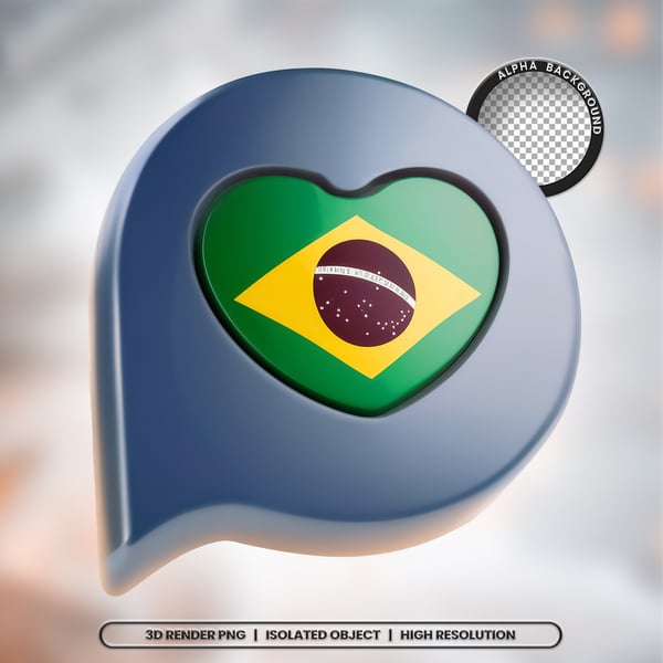 JYW SELO 3D RENDER BANDEIRA DO BRASIL EMOJI ELEMENTO ÍCONE PSD PNG (912)