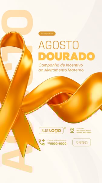 AGOSTO DOURADO CAMPANHA DE INCENTIVO A AMAMENTAÇÃO SOCIAL MEDIA PSD EDITÁVEL STORY 1