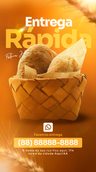 STORIES ENTREGA RÁPIDA DE PÃES NA SUA CASA PANIFICADORA SOCIAL MEDIA PSD