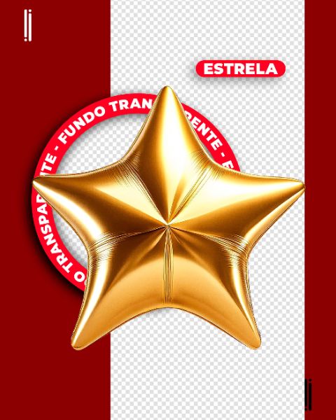 ESTRELA DOURADA 3D | ESTILO BALÃO | IMAGEM SEM FUNDO | PSD EDITÁVEL