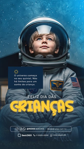 FELIZ DIA DAS CRIANÇAS 12 DE OUTUBRO STORY SOCIAL MEDIA PSD EDITÁVEL