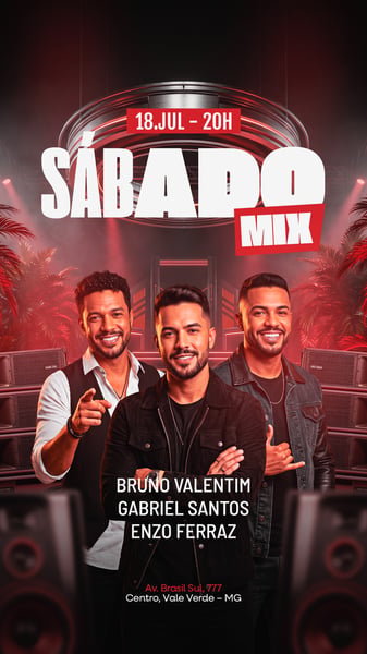 FLYER EVENTO DE SHOWS SÁBADO MIX STORY 245